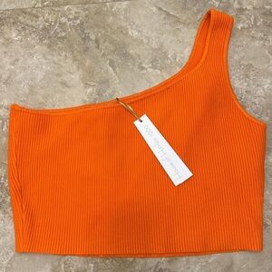 House of Harlow 1960 Vibrant Orange Ribbed Top
